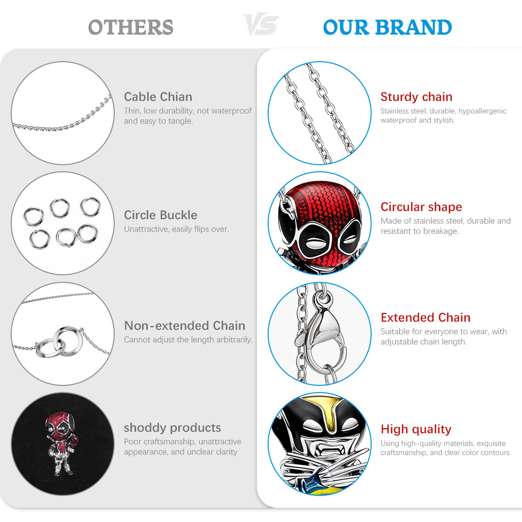 SANNIDHI 2Pcs Cartoonish Charm Necklaces Link Chain Necklaces Popular Deadpool and Wolverine Friendship Necklaces 45cm Adjustable Dainty Necklace Gift for Besties Friends Birthday Gift SANNIDHI 2Pcs Cartoonish Charm Necklaces Link Chain Necklaces Popular Deadpool and Wolverine Friendship Necklaces 45cm Adjustable Dainty Necklace Gift for Besties Friends Birthday Gift